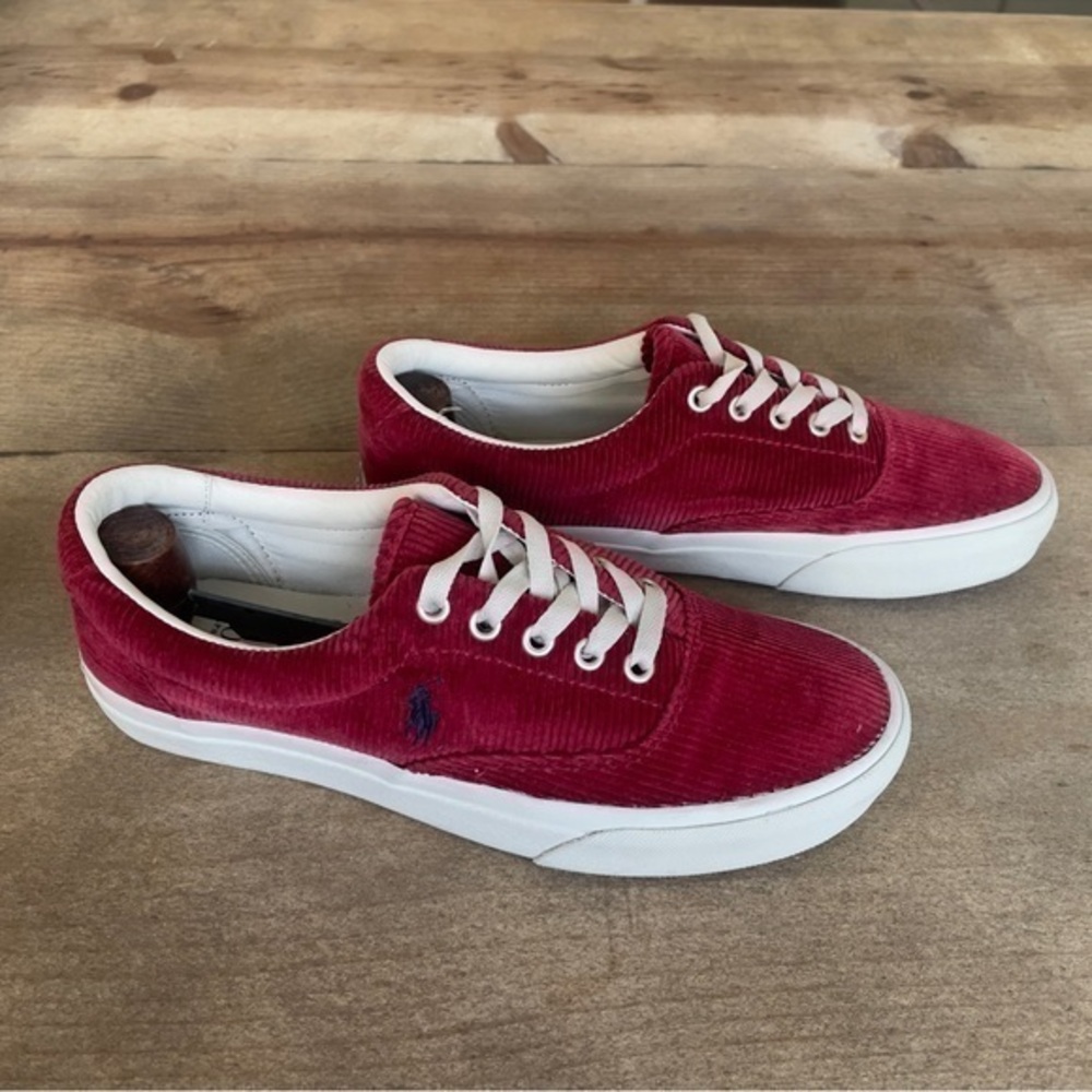 GUC Ralph Lauren‎ Polo Keaton-Pony Red Corduroy Sneakers, men’s 8 - Picture 3 of 8